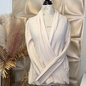 Pure + Good Cream Wrap Cardigan Cozy Lightweight Sweater